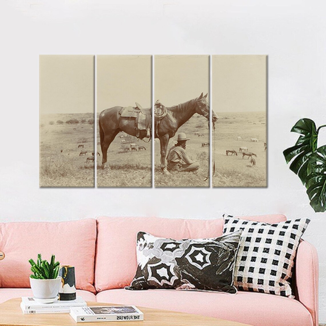 Horse Painted Glass Texas Cowboy Art Decor - Image 3