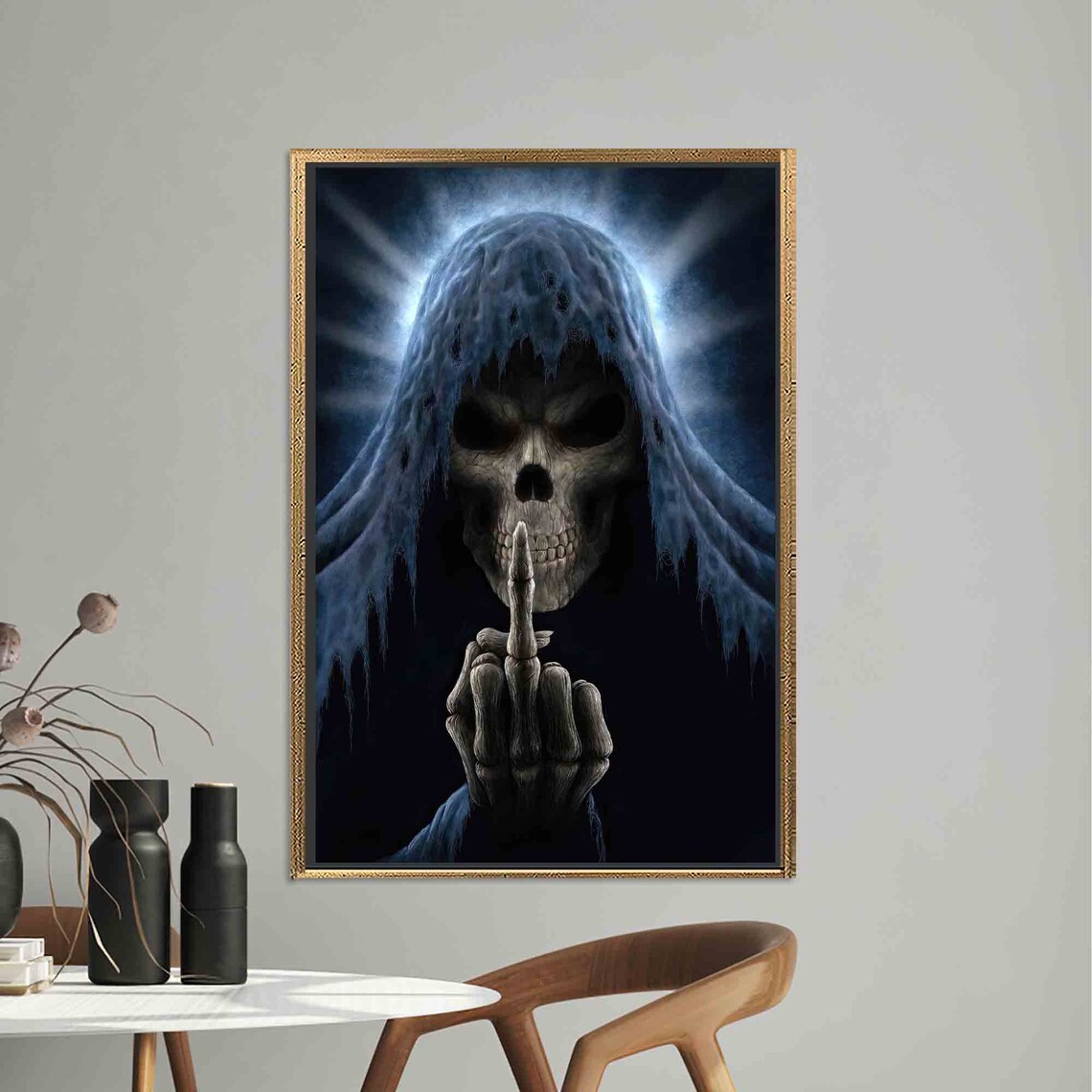 Middle Finger Art, Satanic Demon Skull Artwork - Image 2