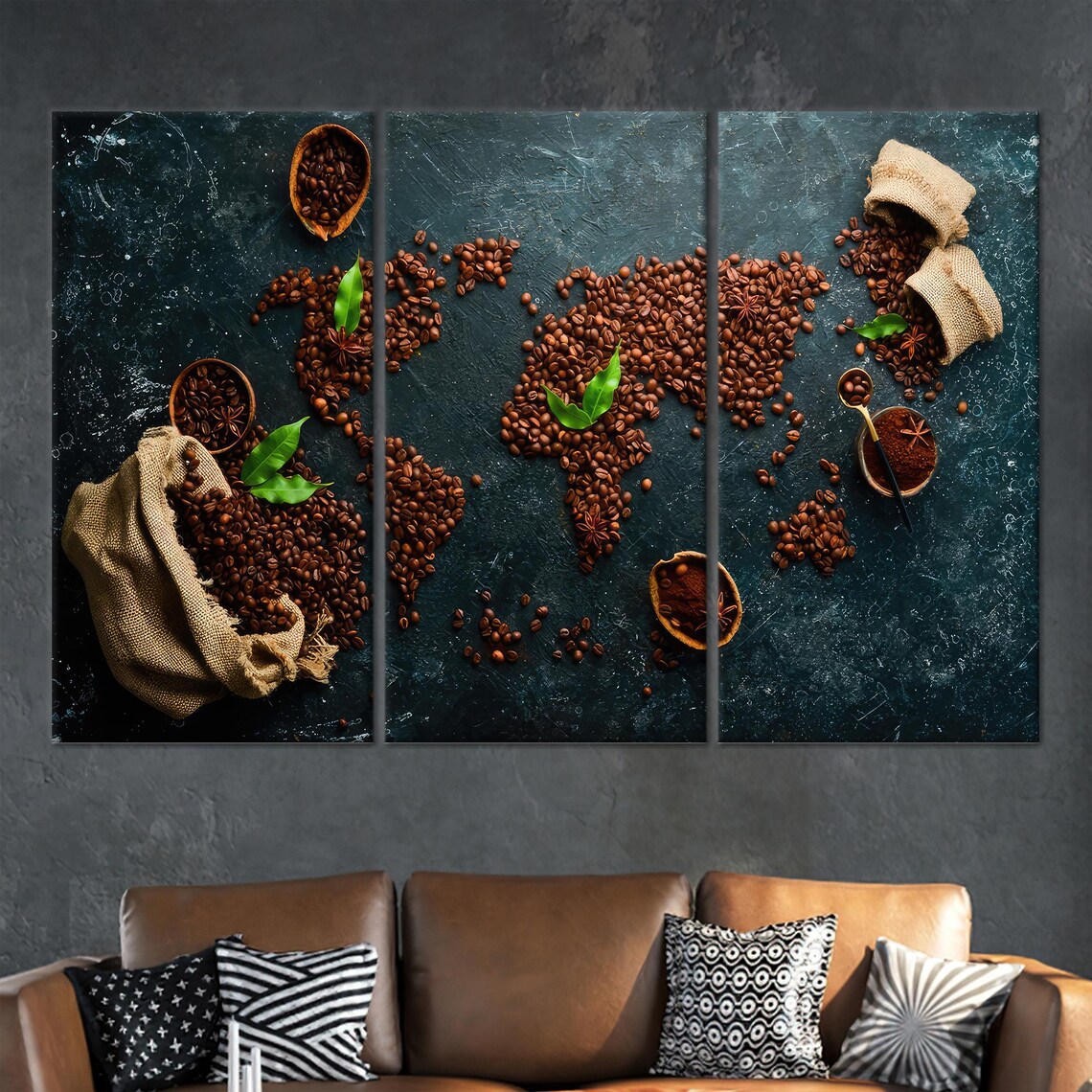 Coffee Map Art, World Map Kitchen Decor - Image 4