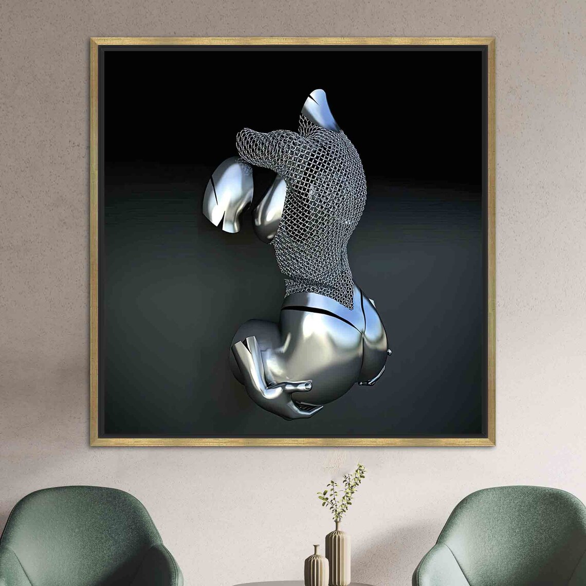 Metallic Couples Art, Abstract Modern Artwork - Image 2