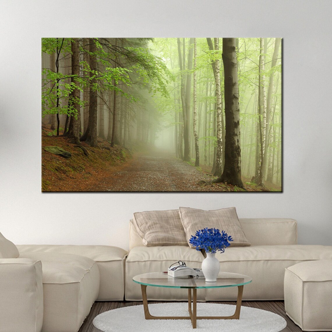 Forest Glass Landscape Art Print, Modern Farmhouse
