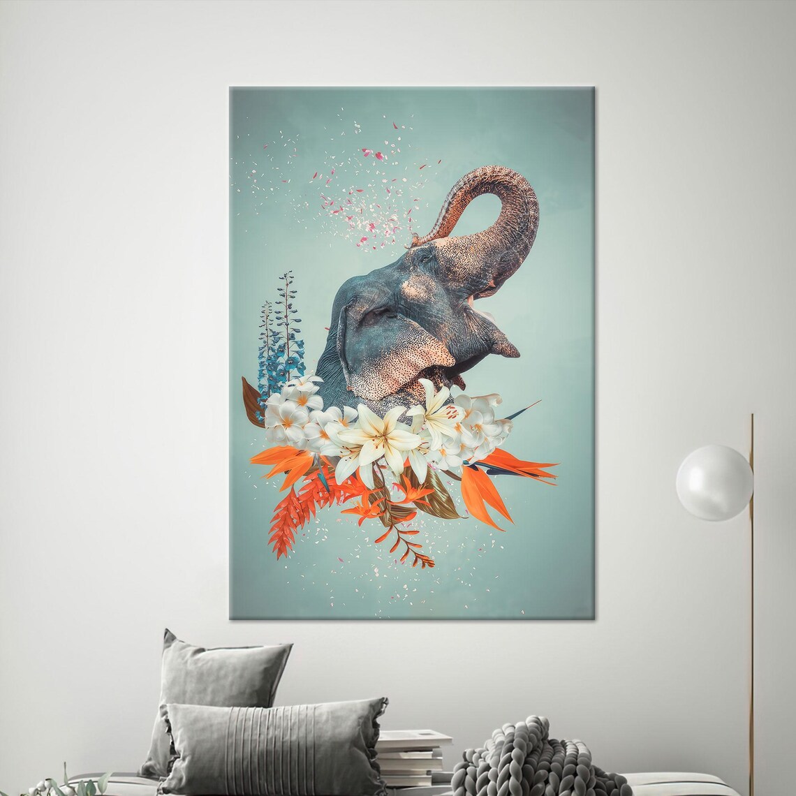 Elephant Art, Modern Animal Decor Gift For Her