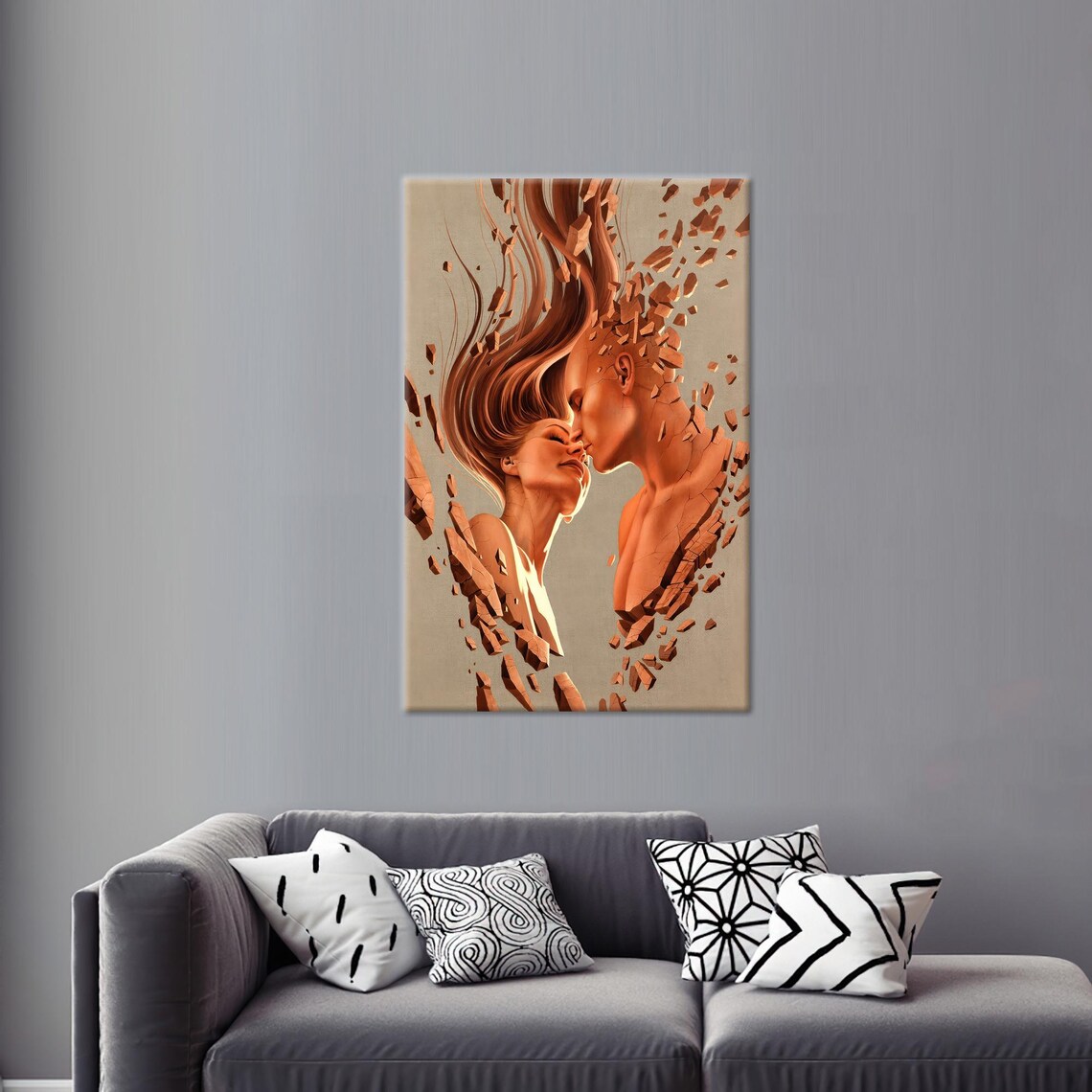 Modern Art Glass 3D Abstract Couple Decor
