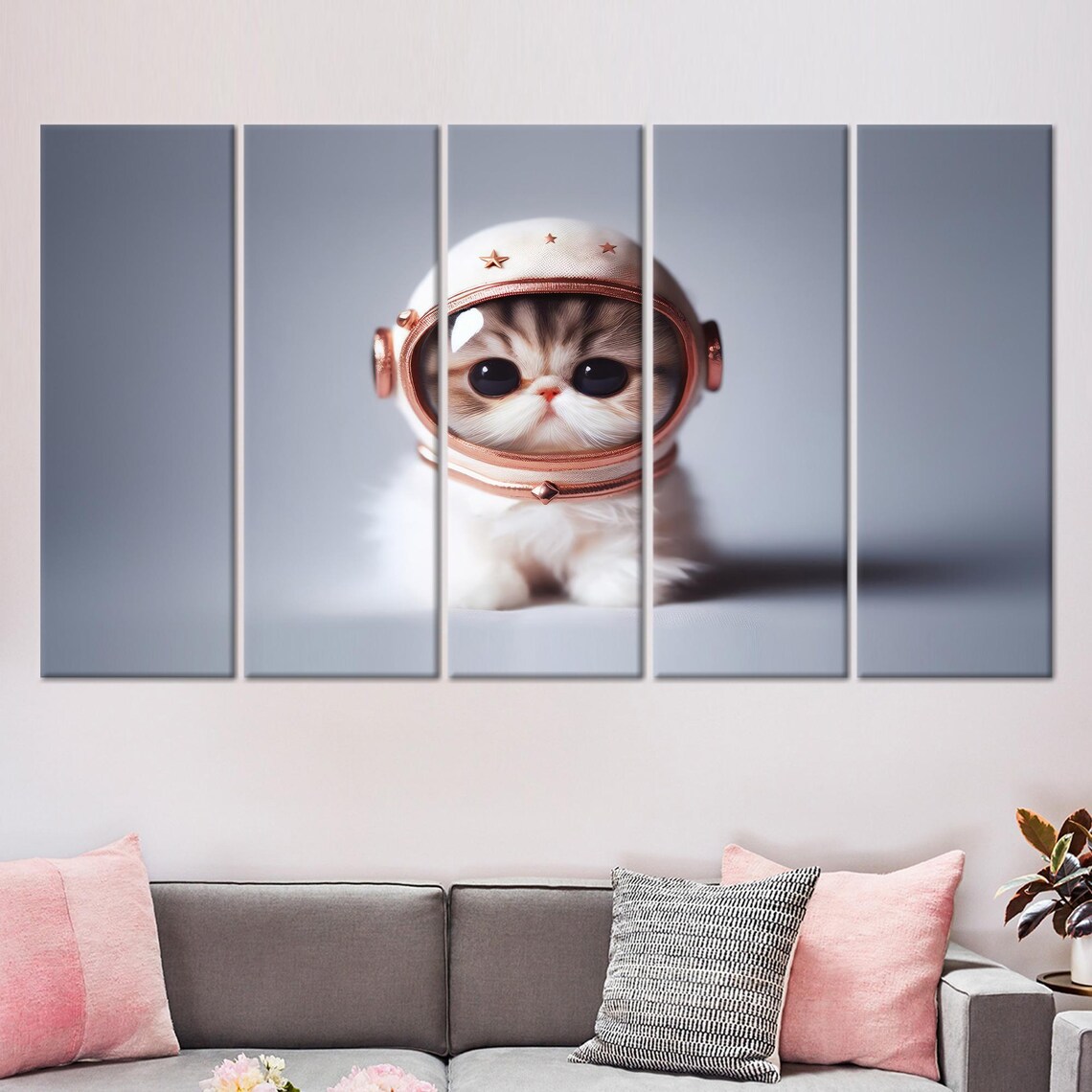 Astronaut Cat Surrealist Poster, Abstract Cat Design - Image 2
