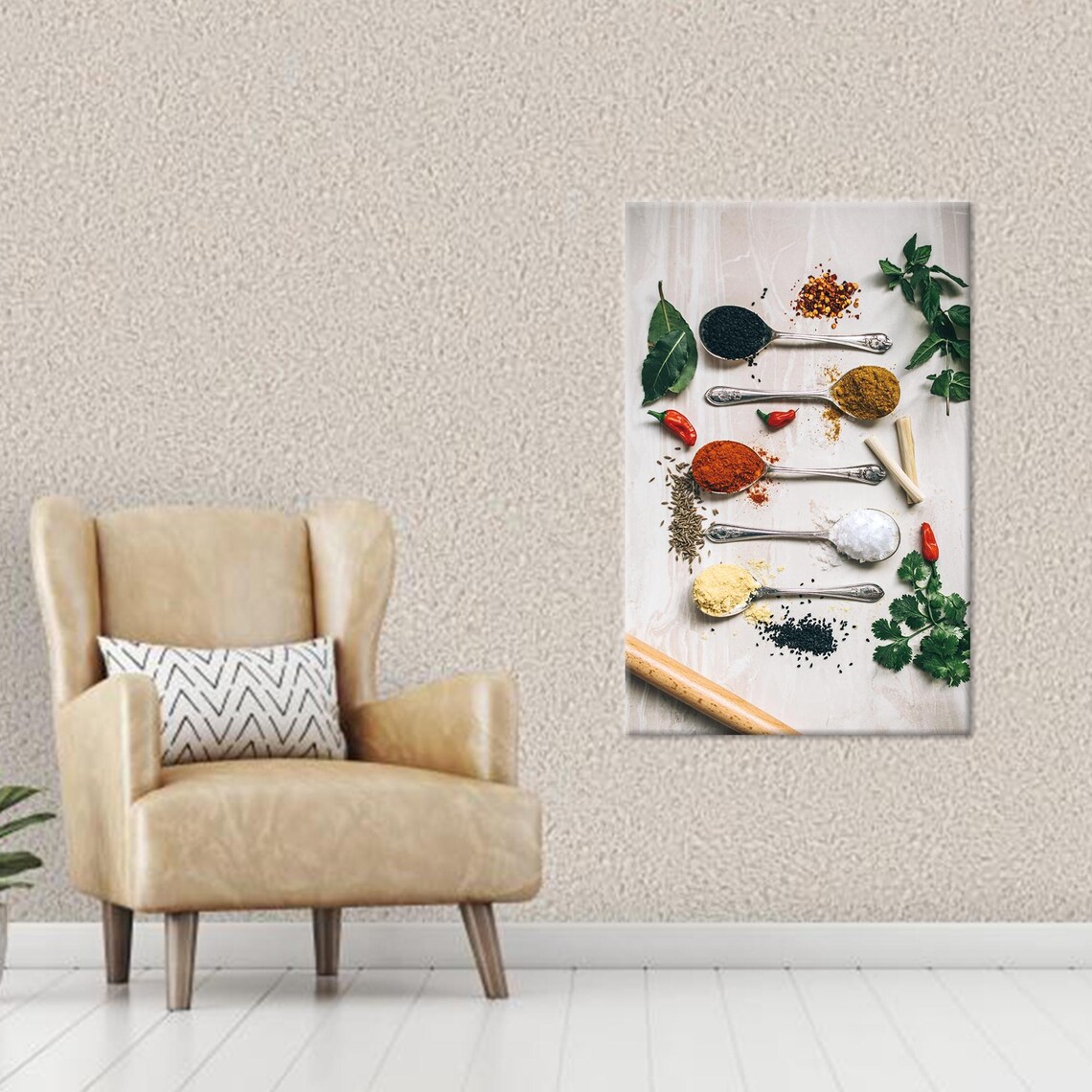 Spoon Herbs Print Christmas Kitchen Decor