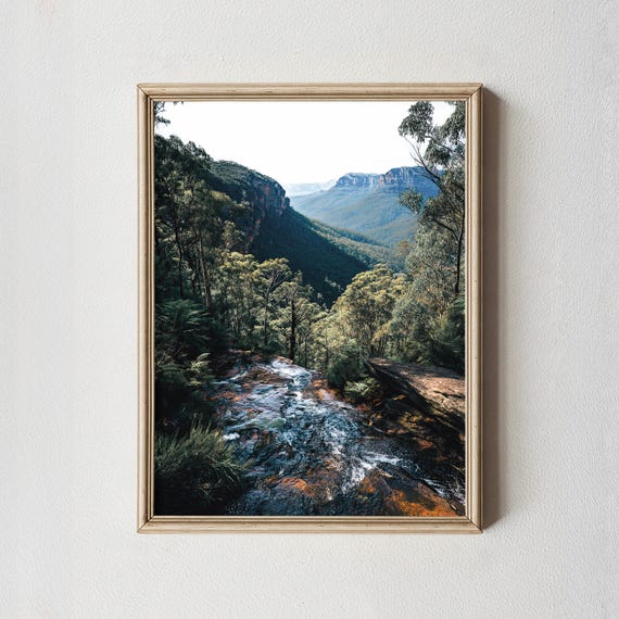 Blue Mountains Waterfall Print Wentworth Falls Australia Landscape