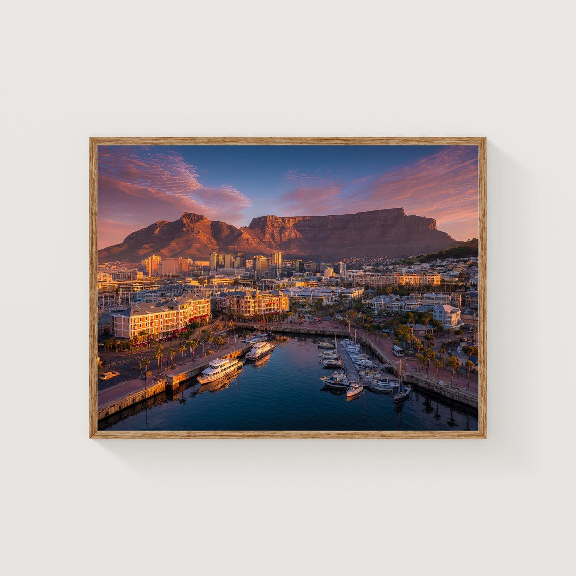 Cape Town Table Mountain Sunset Harbor Skyline Photography Poster