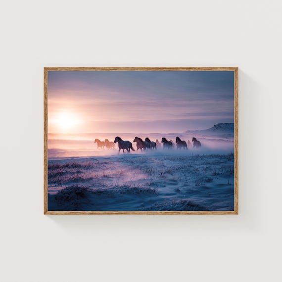Icelandic Horses Print Winter Sunrise Fine Art Landscape