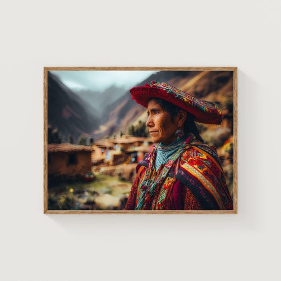Andean Woman Portrait Print Cusco Peru Photography Cultural Wall Art