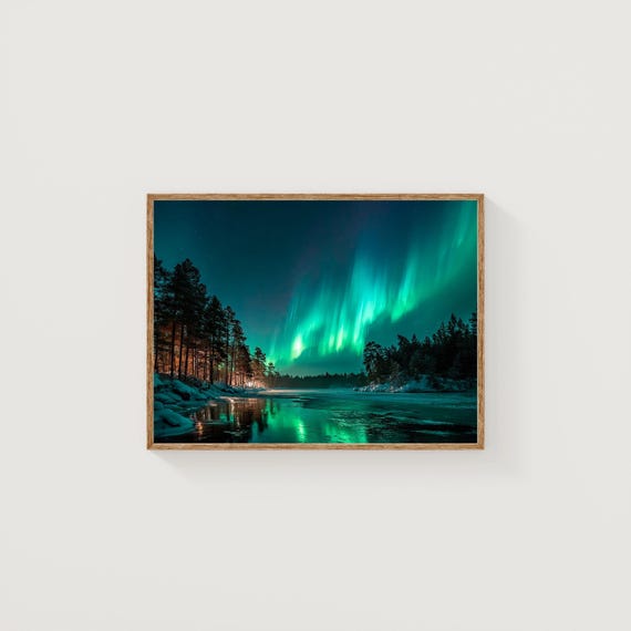 Aurora Borealis Print Canada Winter Night Sky Fine Art Photography