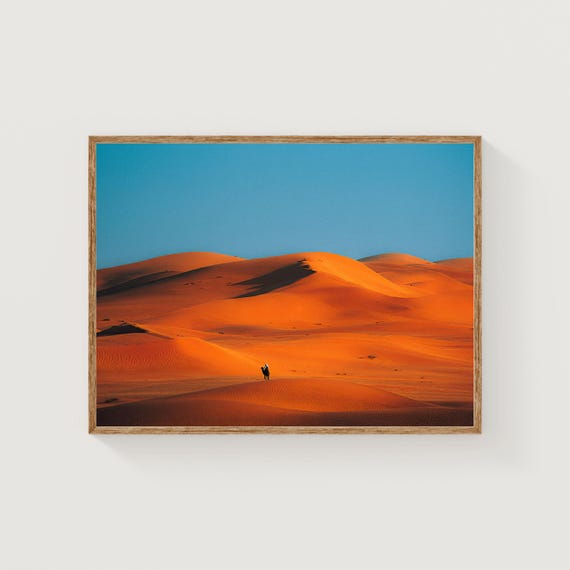 Golden Desert Dunes Art Print Minimalist Sahara Landscape