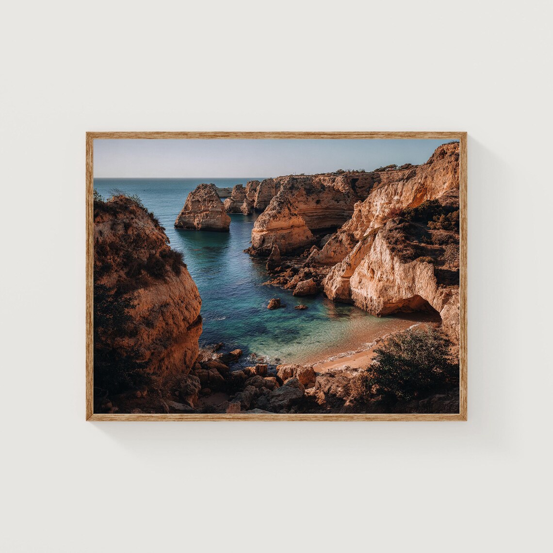 Algarve Cliffs Golden Hour Coastal Seascape Photography Poster