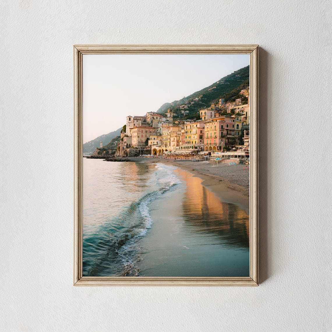 Amalfi Coast Sunset Golden Reflections Seaside Italy Beach Wall Art