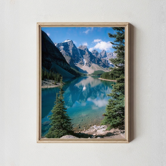 Moraine Lake Turquoise Reflection Ten Peaks Banff Canada Poster