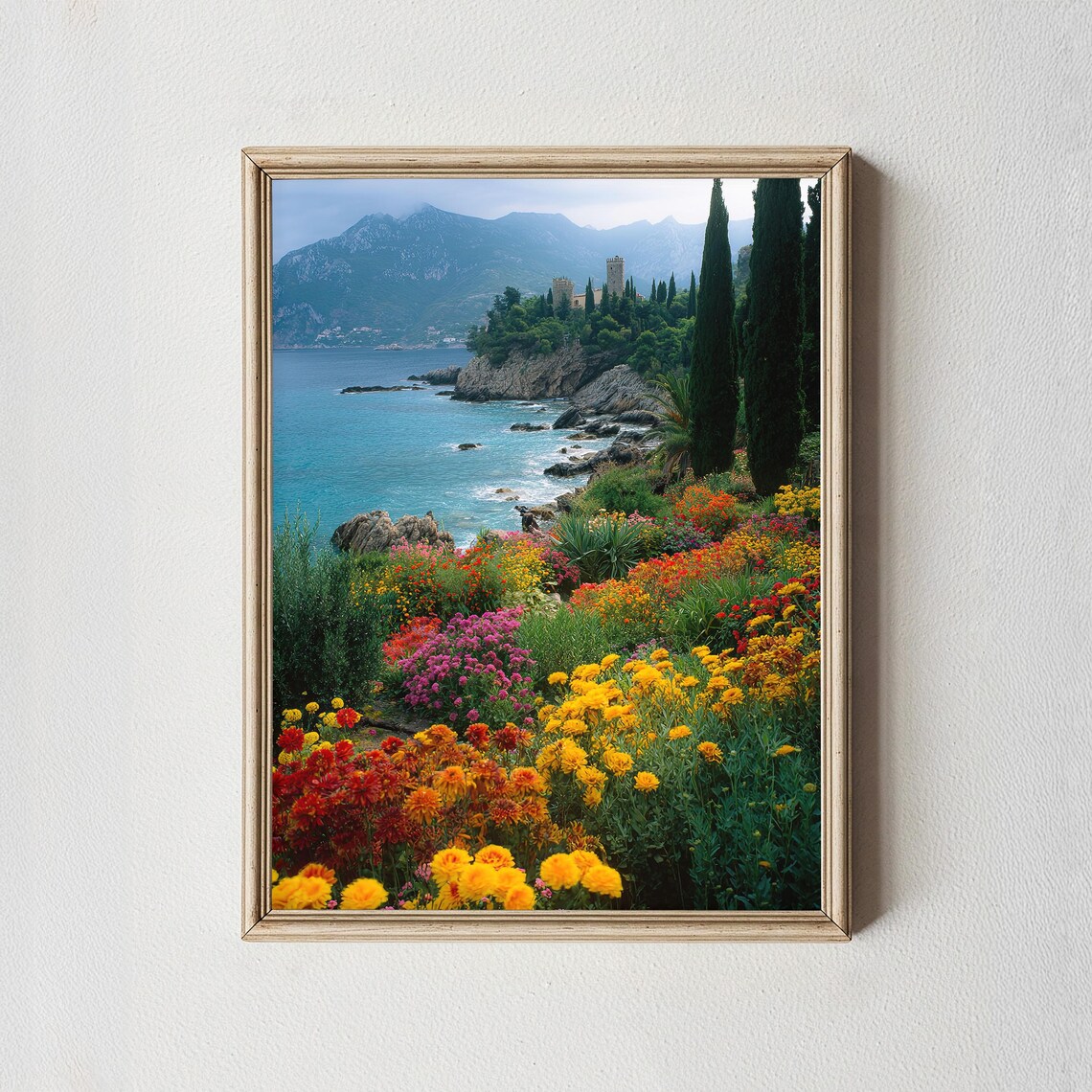 Italian Riviera Coastal Garden Castle By The Sea Photography Poster