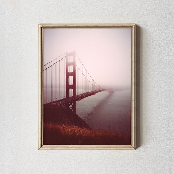 Foggy Golden Gate Bridge San Francisco Moody Coastal Photo Poster