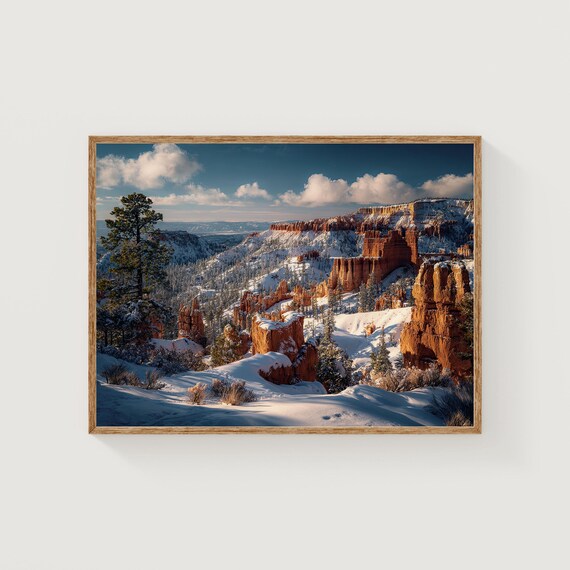 Bryce Canyon Winter Snow Utah Hoodoos Landscape Photography Poster
