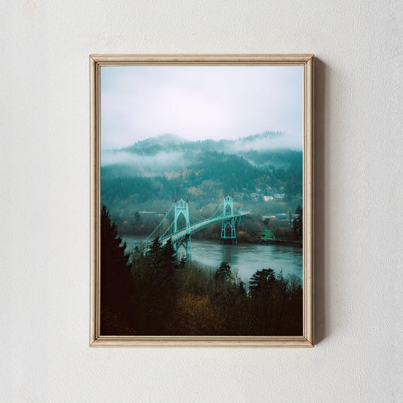 St Johns Bridge Misty Landscape Photography Print