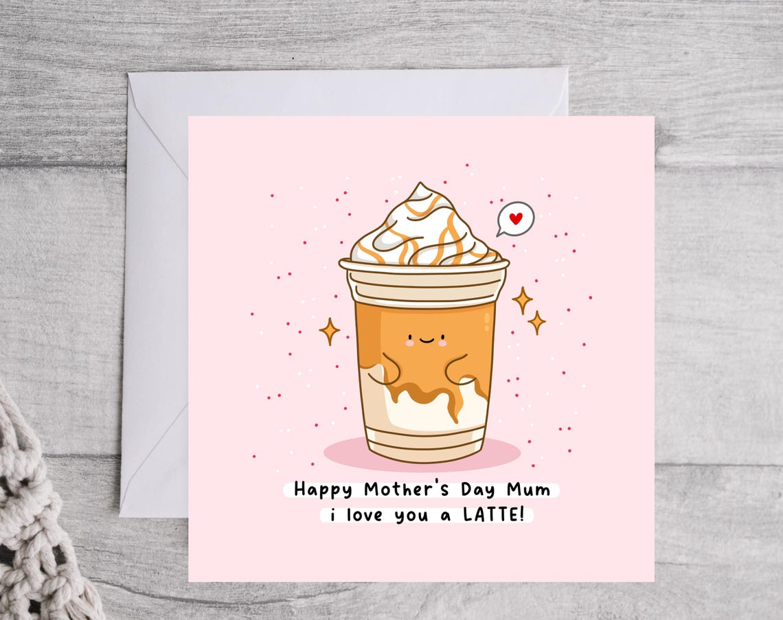 Kawaii Happy Mothers Day Mum I Love You a LATTE Pun Art Print - Image 4