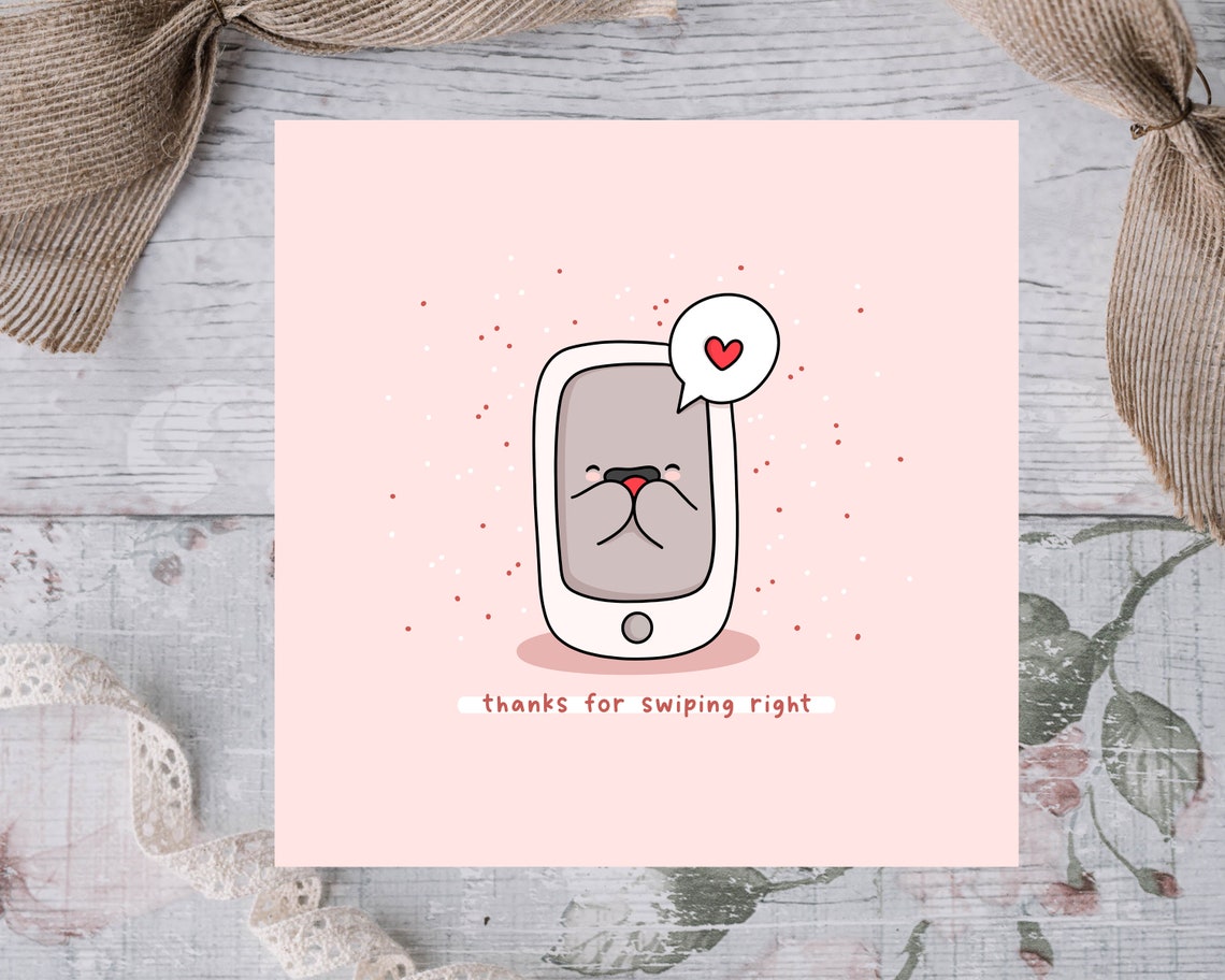 Kawaii Phone Thanks For Swiping Right Sweet Love Pun Art Print - Image 3