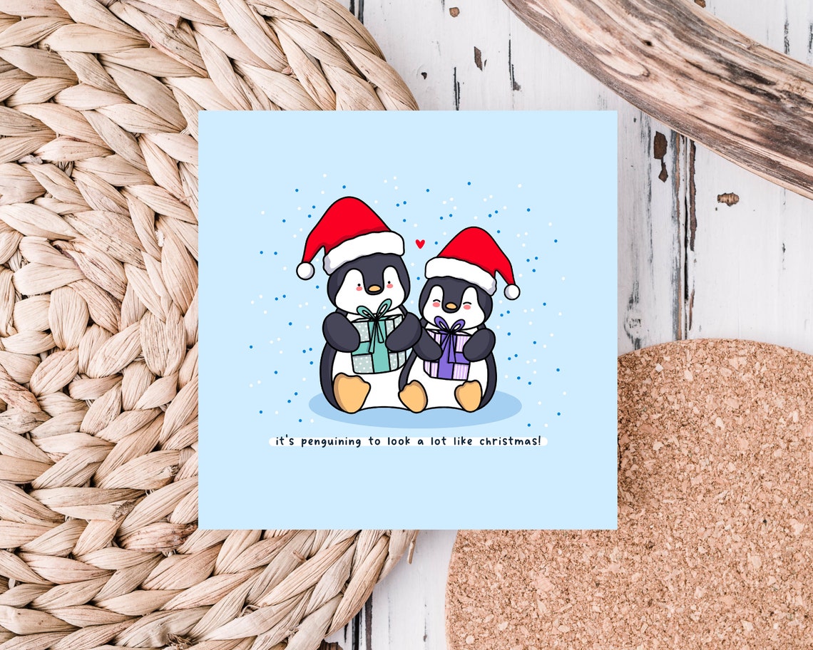 Its Penguining To Look A Lot Like Christmas Illustrated Card Print - Image 2