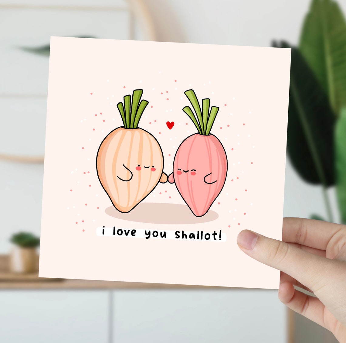 I Love You Shallot Cute Vegetable Onions Pun Illustrated Card Print - Image 6