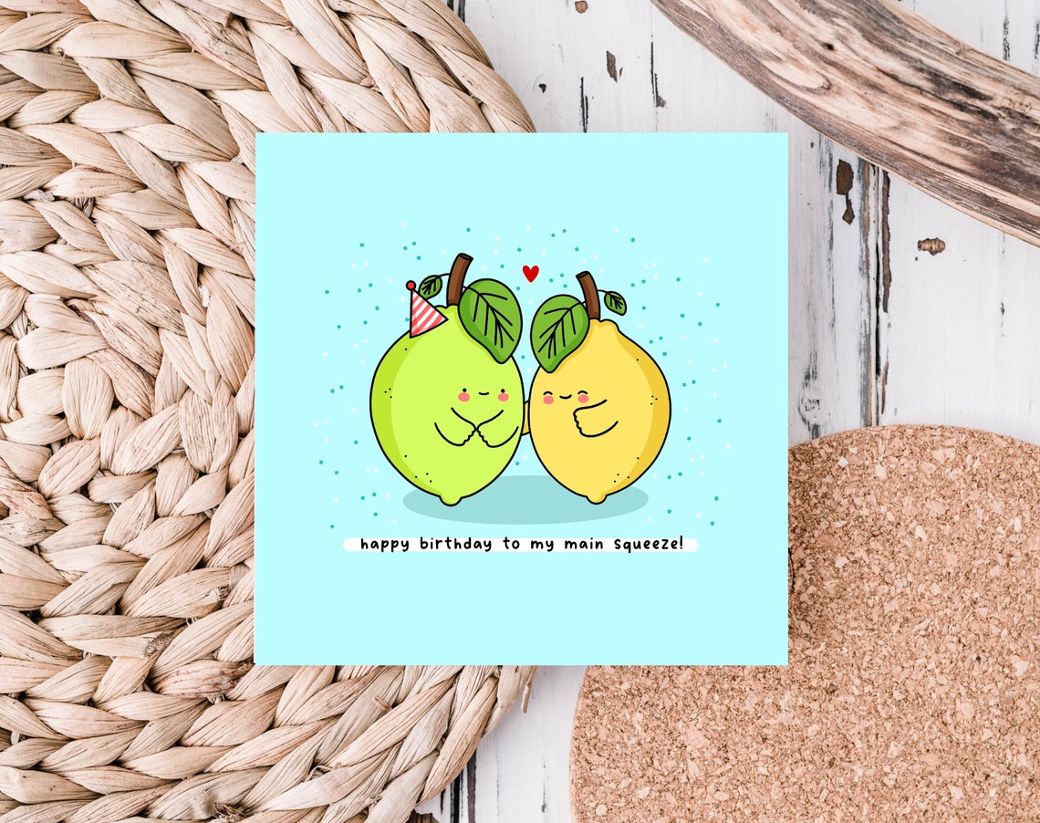 Kawaii Lemon Lime Birthday Pun Poster Main Squeeze Party Hat - Image 2