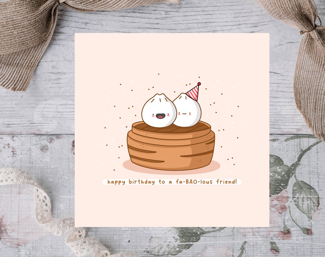 Happy Birthday To A Fa-BAO-lous Friend Bao Illustrated Card Print - Image 3