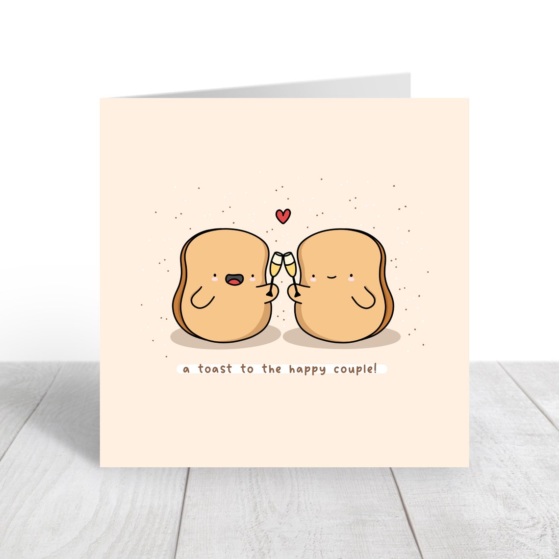 Toasting Bread Slices Happy Couple Wedding Card Food Pun Print - Image 2