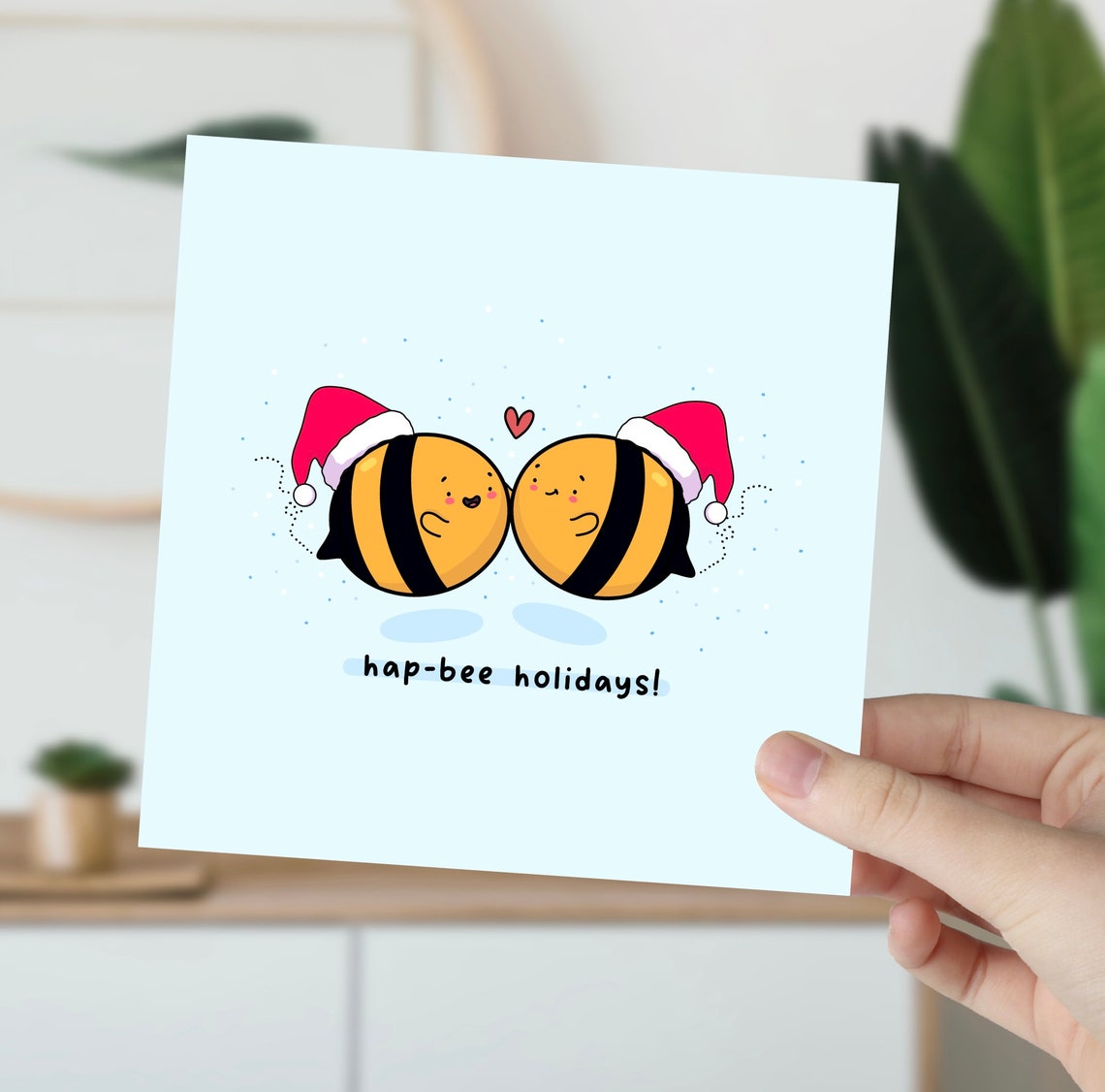 Hap-Bee Holidays Kawaii Bumble Bee Christmas Card Style Poster - Image 5