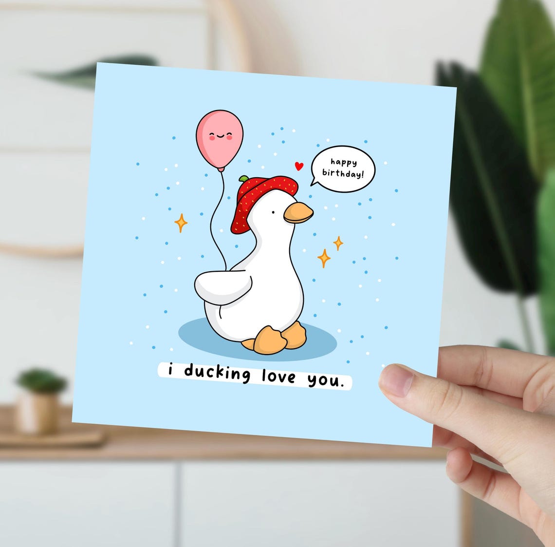 Funny Kawaii Duck Pun I Ducking Love You Happy Birthday Poster - Image 6
