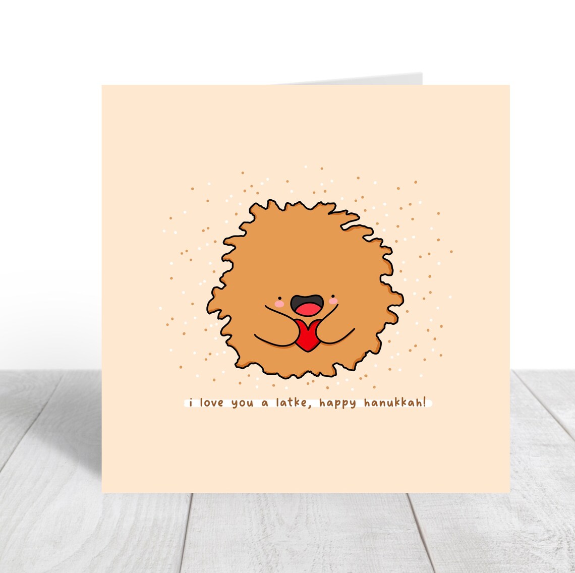 I Love You a Latke Happy Hanukkah Kawaii Food Pun Card Poster - Image 2