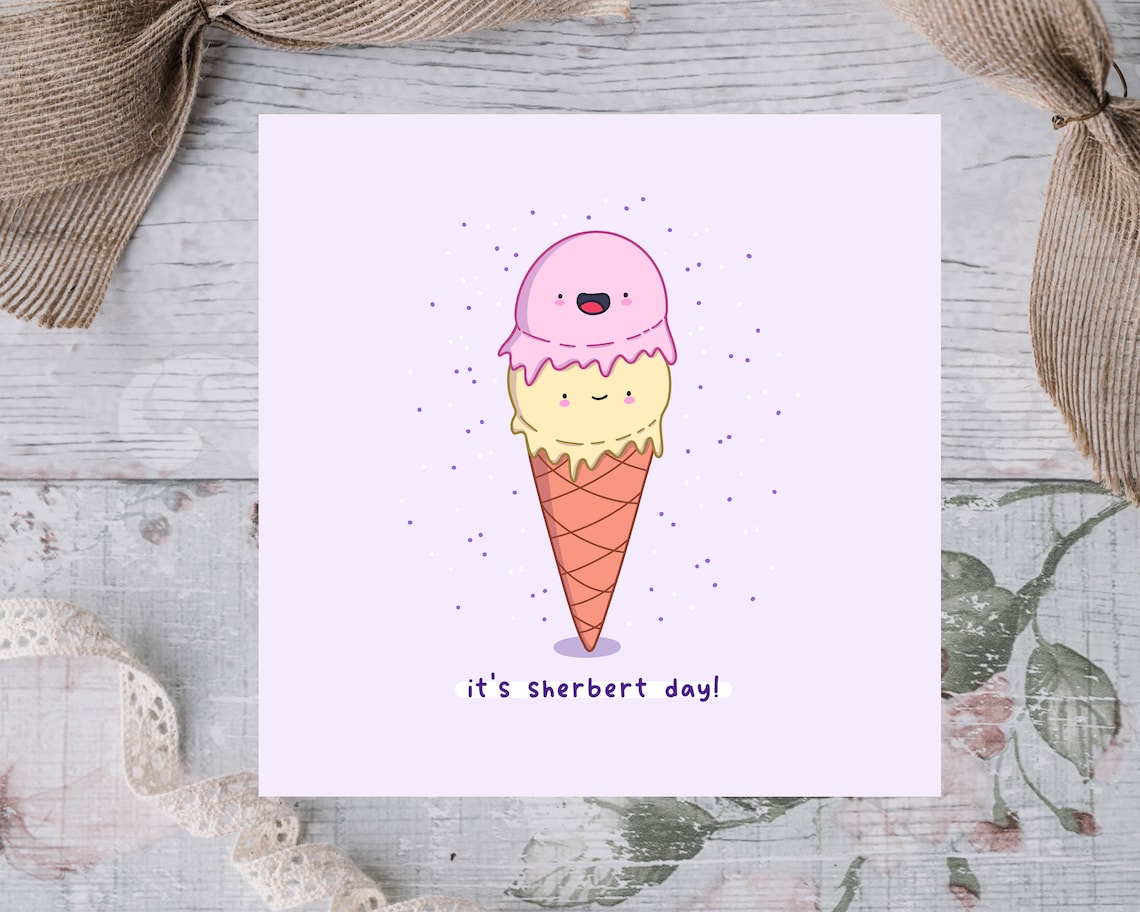 Its Sherbert Day, Cute Kawaii Birthday Pun Poster - Image 3