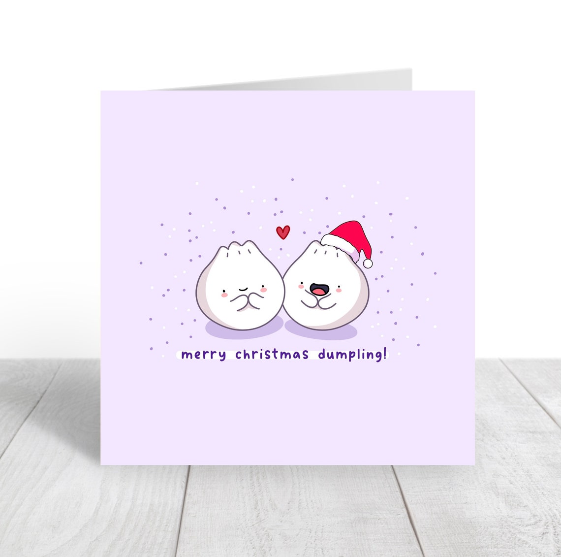 Kawaii Dumpling Christmas Pun Poster with Santa Hat Lavender Backdrop - Image 3