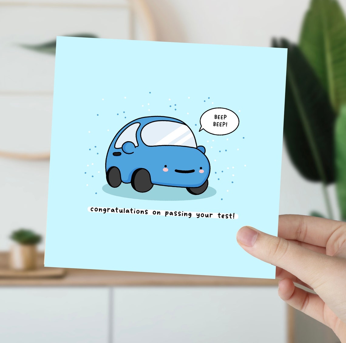 Congratulations On Passing Your Test Kawaii Blue Car Card Poster - Image 5