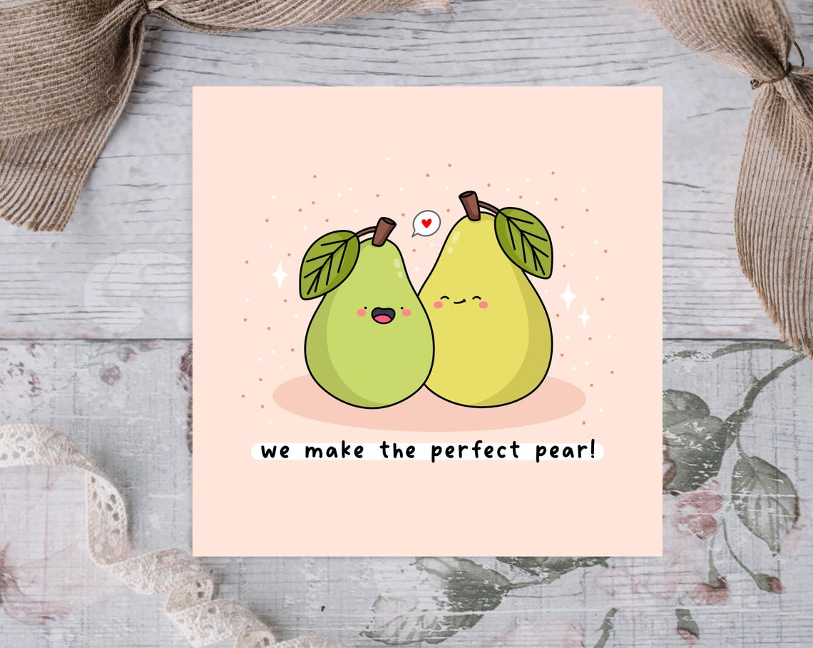 Kawaii We Make the Perfect Pear Hugging Pair Pun Love Art Print - Image 3