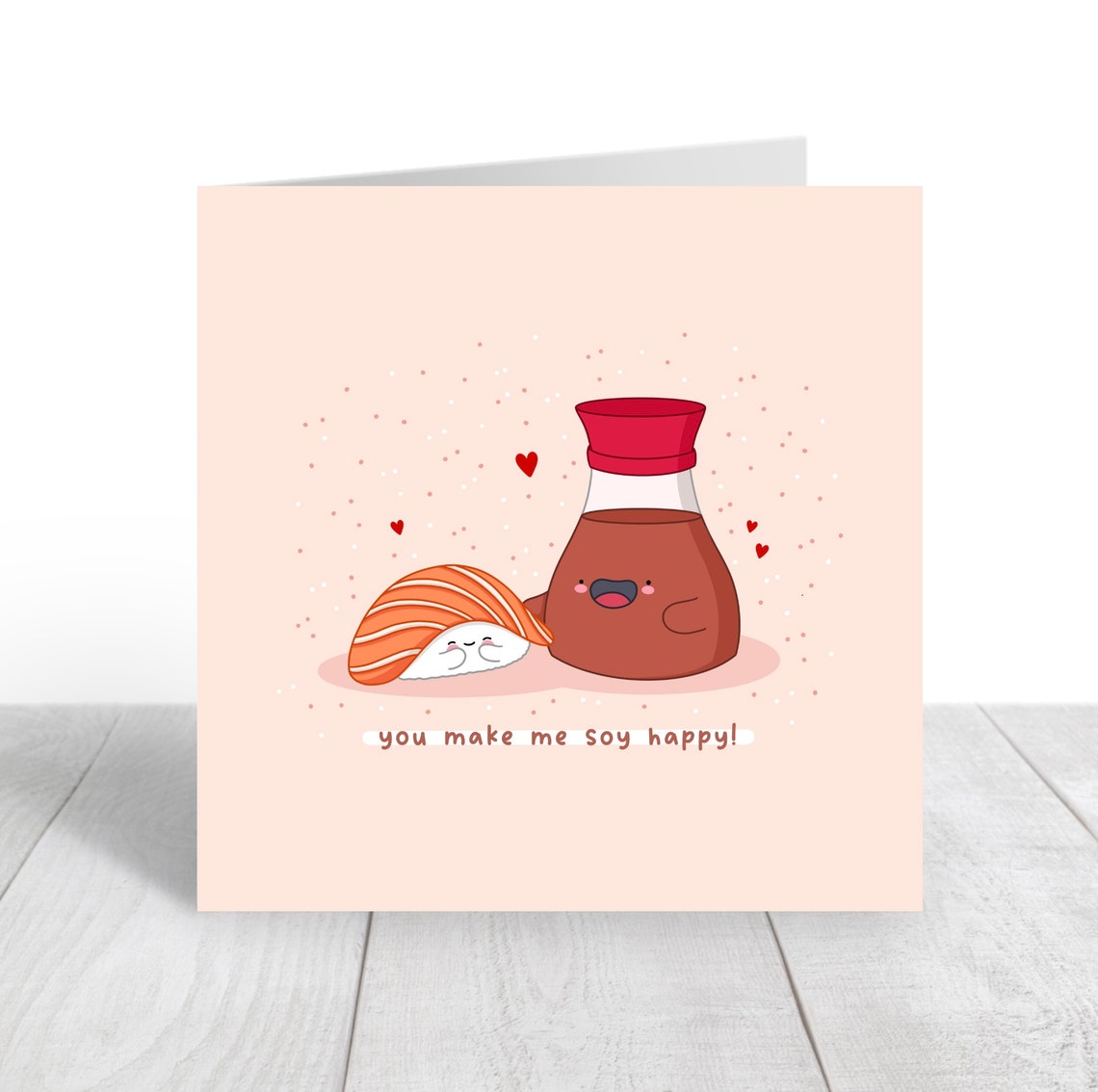 You Make Me Soy Happy Kawaii Sushi and Soy Sauce Valentine Poster - Image 5