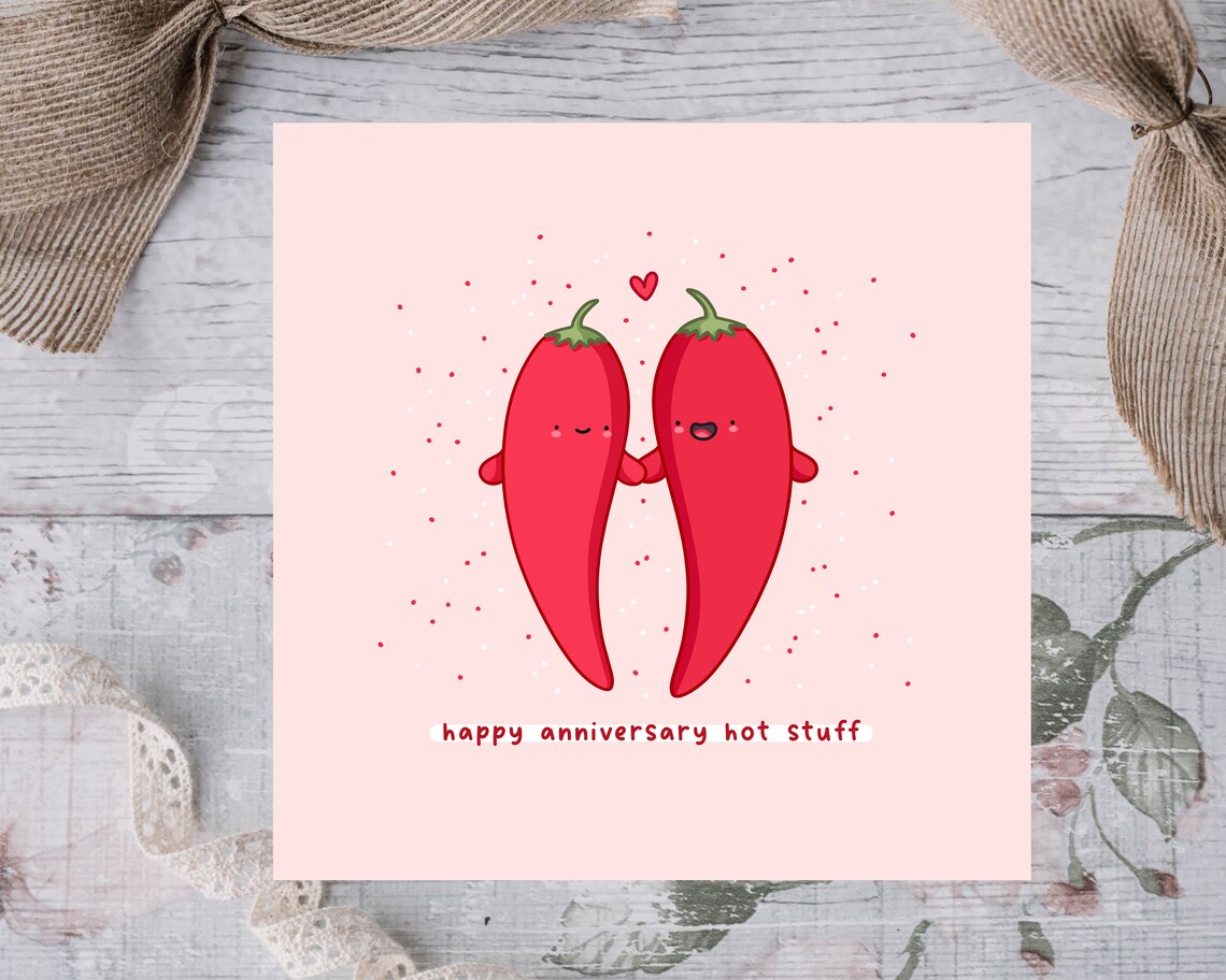 Happy Anniversary Hot Stuff, Funny Pun Card - Image 3