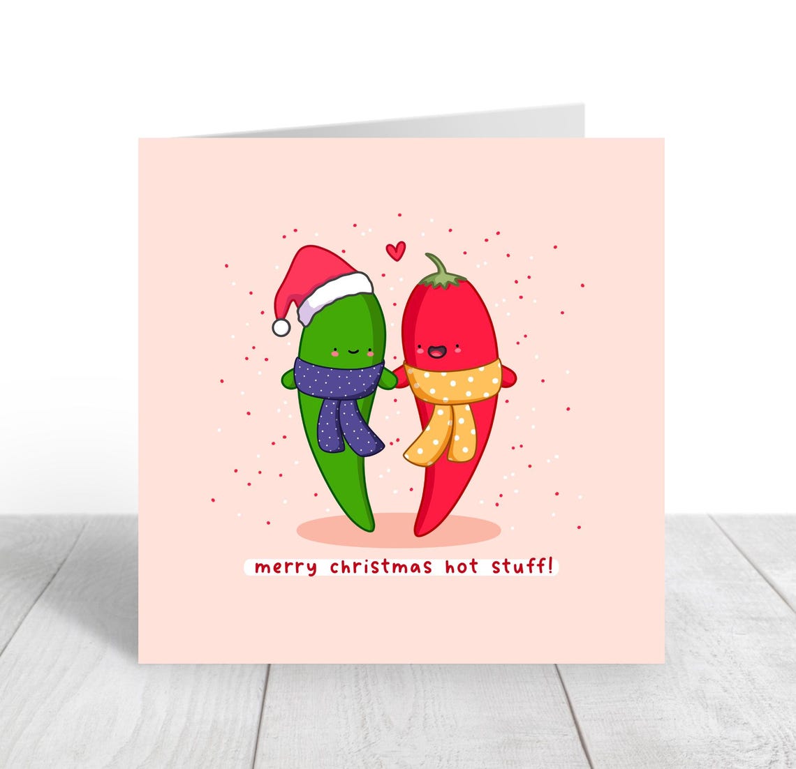 Kawaii Merry Christmas Hot Stuff Chilli Couple Pun Art Print - Image 3