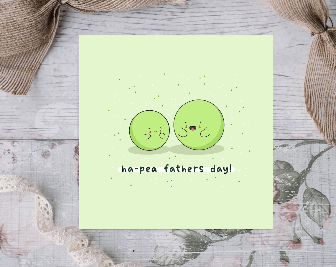 Ha-Pea Fathers Day Cute Green Peas Pun Illustrated Card Print - Image 3