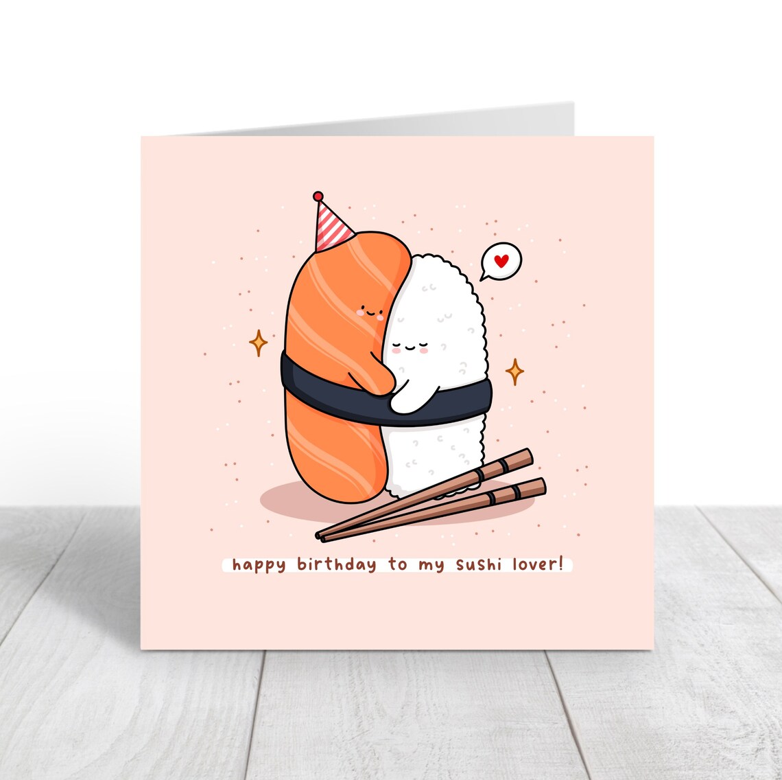 Salmon Nigiri Sushi Hug Happy Birthday Sushi Lover Pun Wall Art - Image 5