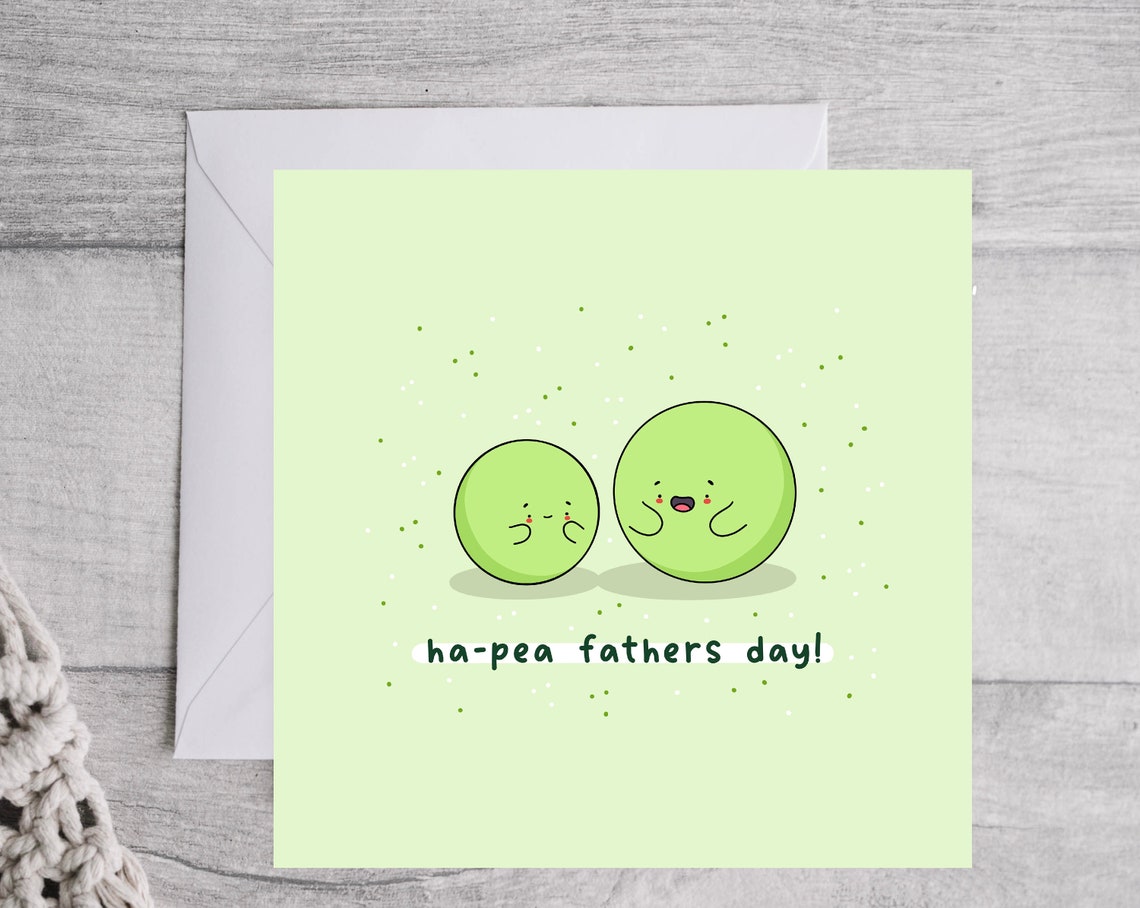 Ha-Pea Fathers Day Cute Green Peas Pun Illustrated Card Print - Image 2
