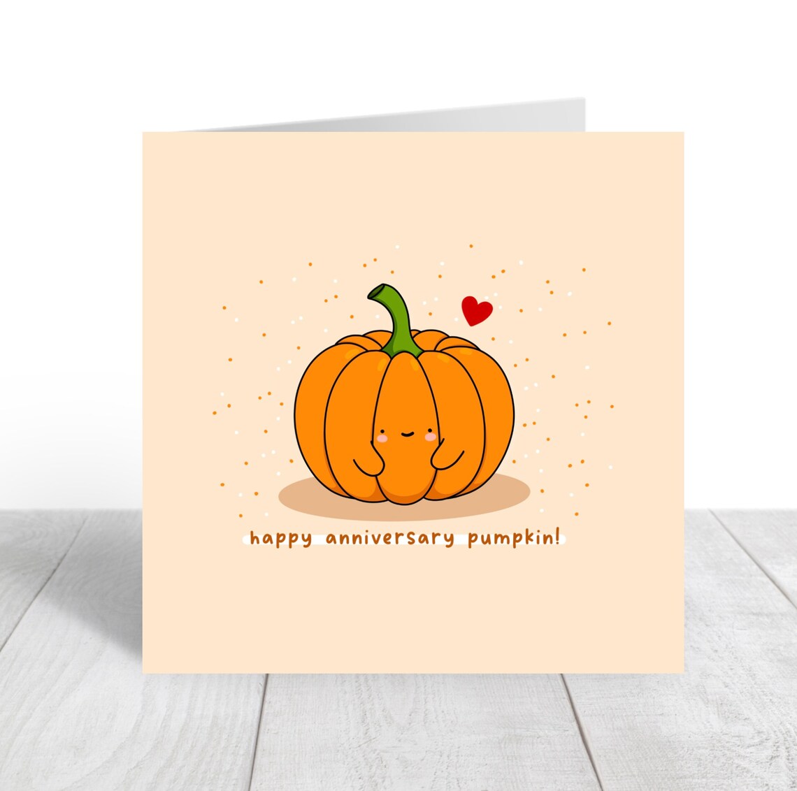 Happy Anniversary Pumpkin Card, Kawaii Style - Image 2