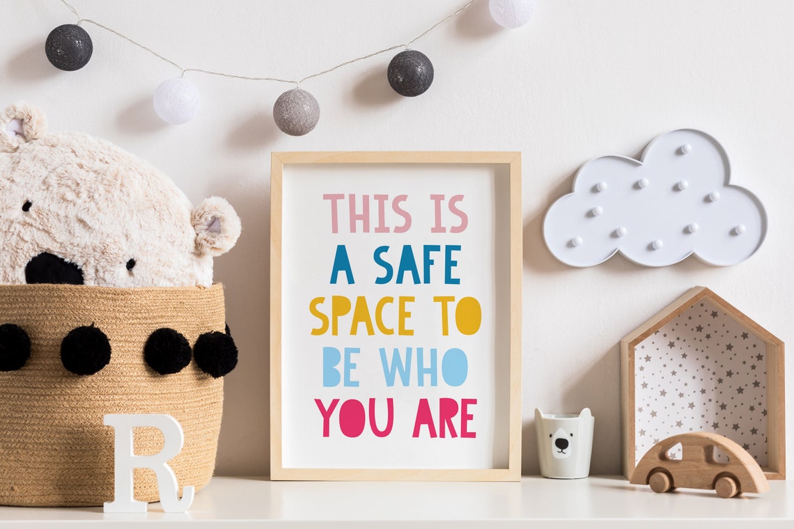 This Is a Safe Space To Be Who You Are Colorful Classroom Quote Poster - Image 4