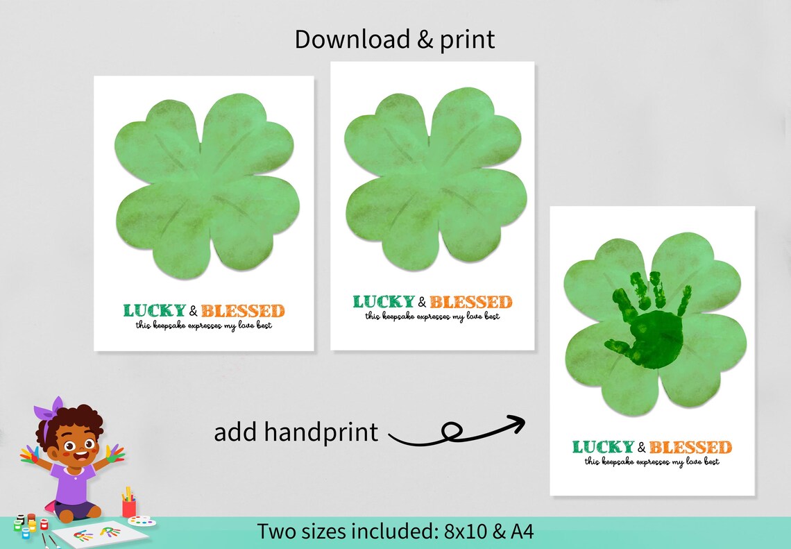 Lucky Blessed St Patricks Day Tiny Feet Shamrock Keepsake Poster - Image 2