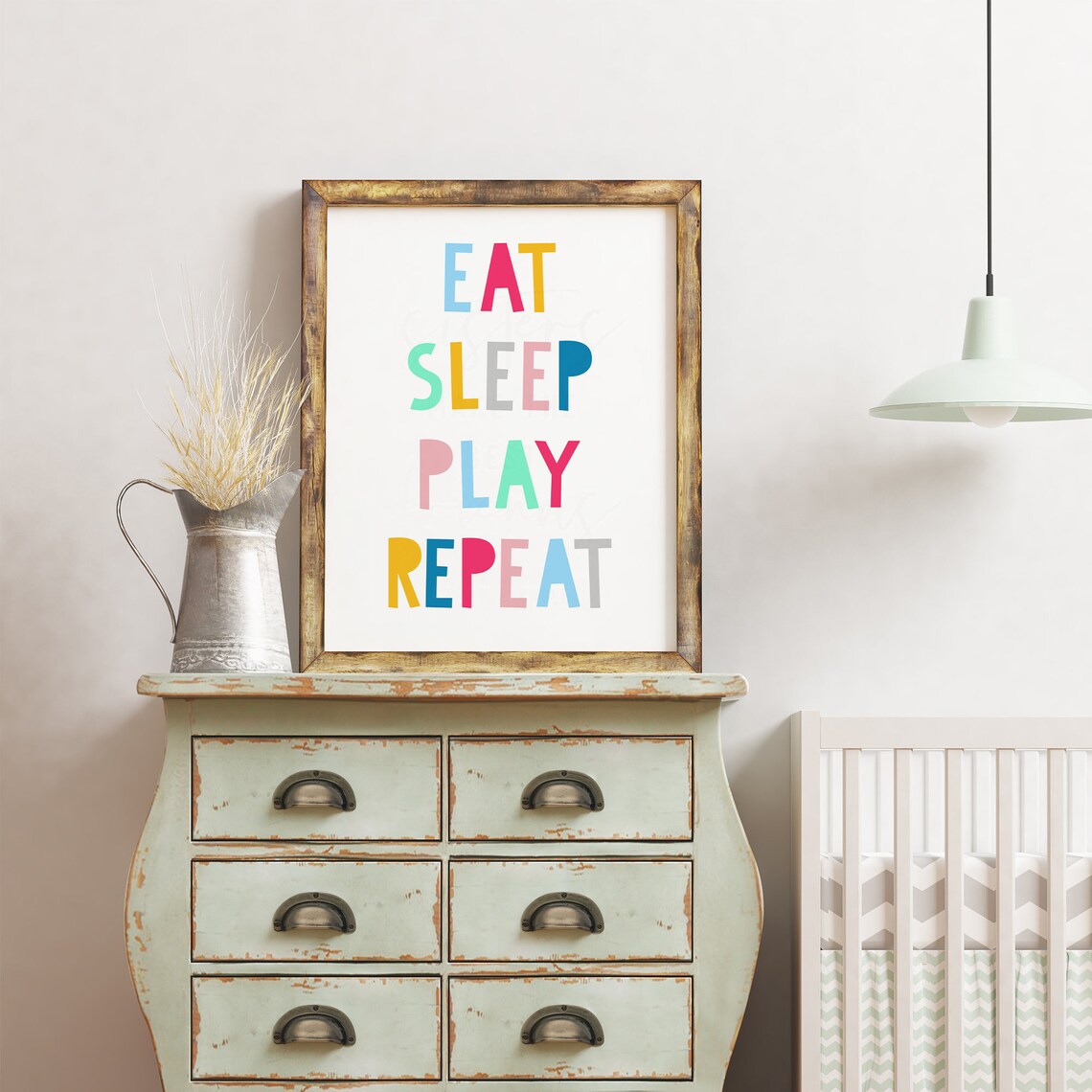 Eat Sleep Play Repeat, Nursery Playroom Art Print - Image 3