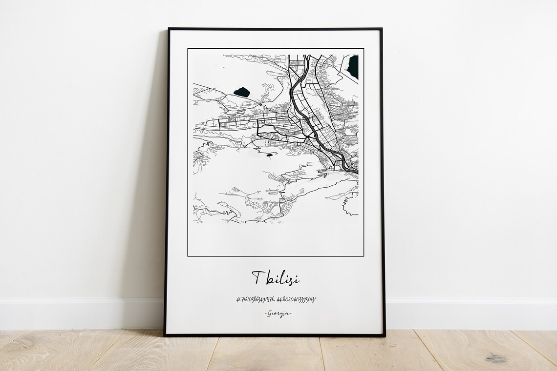 Tbilisi Map City Wall Art Maps Print Gift Custom Poster Personalized