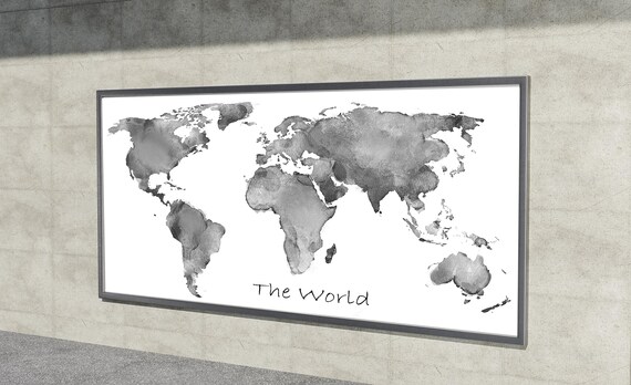 The World Worldmap Watercolor Artmap Wallart Map Minimalistic Worldmapprintable Poster