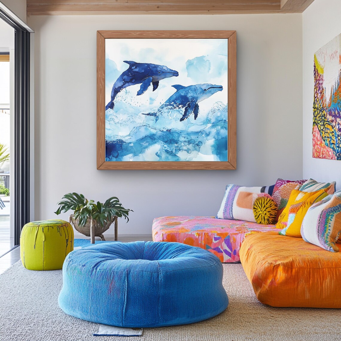 Whale Wall Art, Farmhouse Floral Country Style