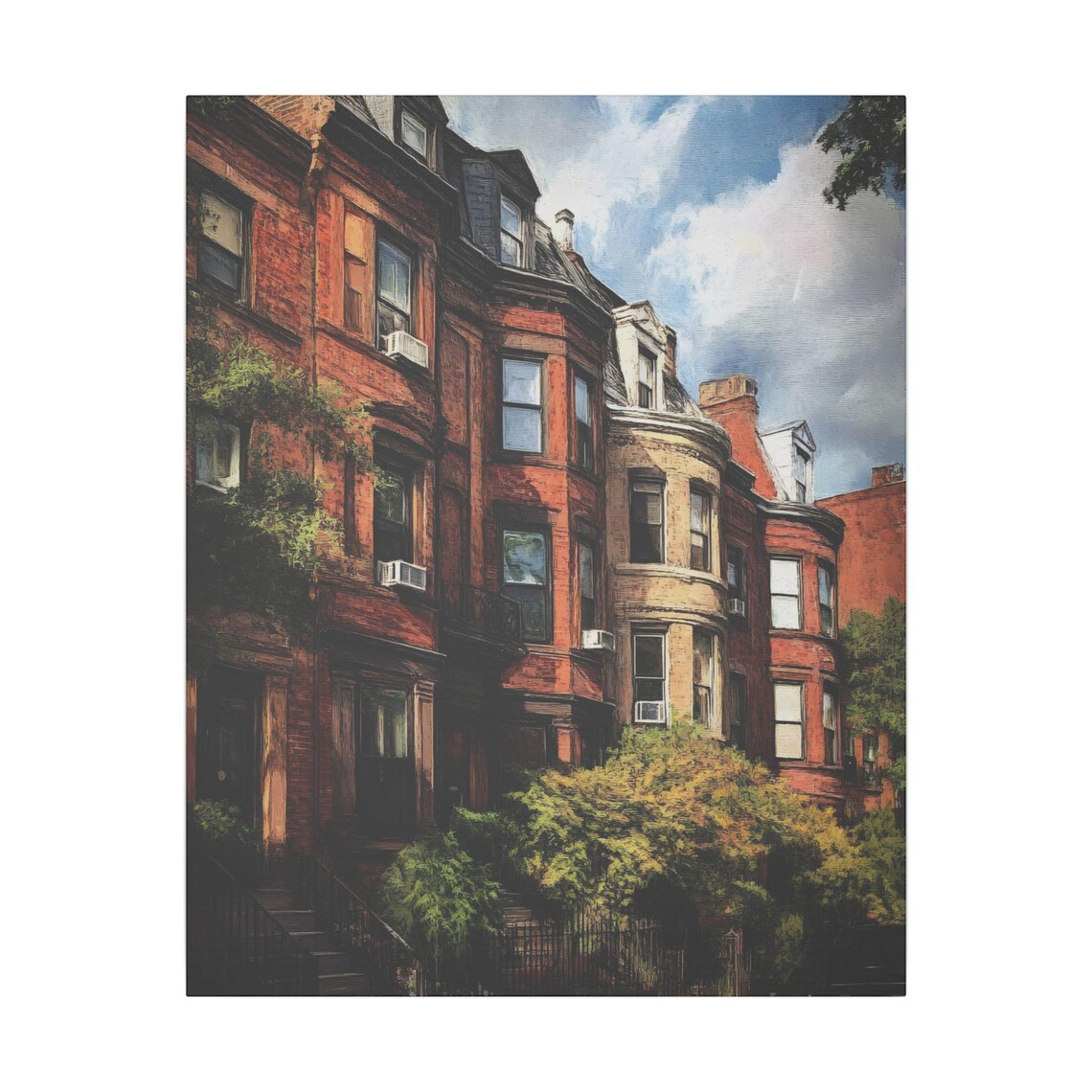 Boston Art Print, Colorful Brownstone Theme - Image 3
